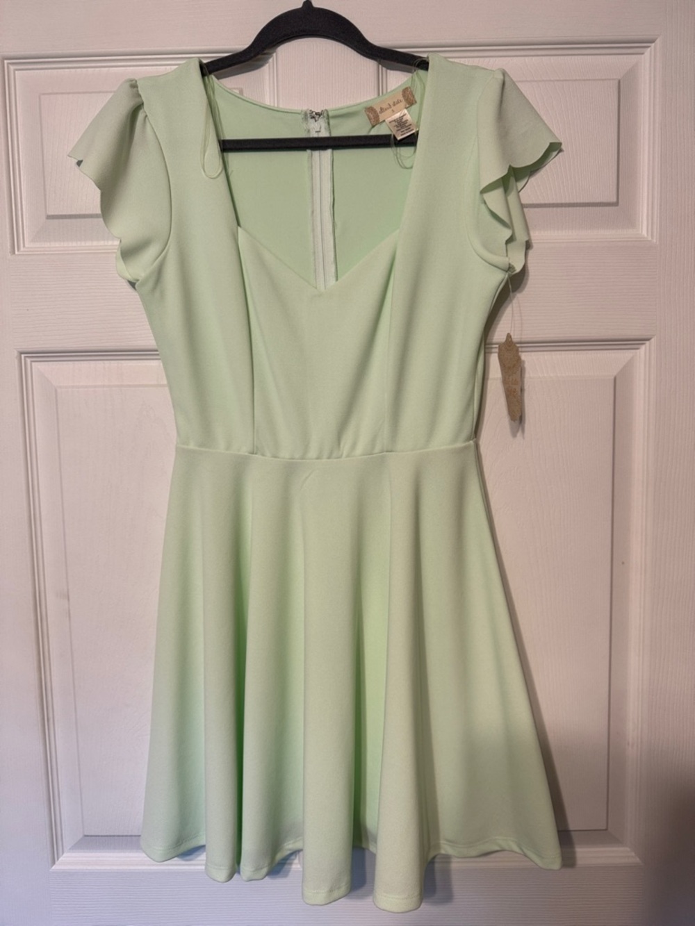 Altar'd State Mint Green Flutter-Sleeve Skater Dress